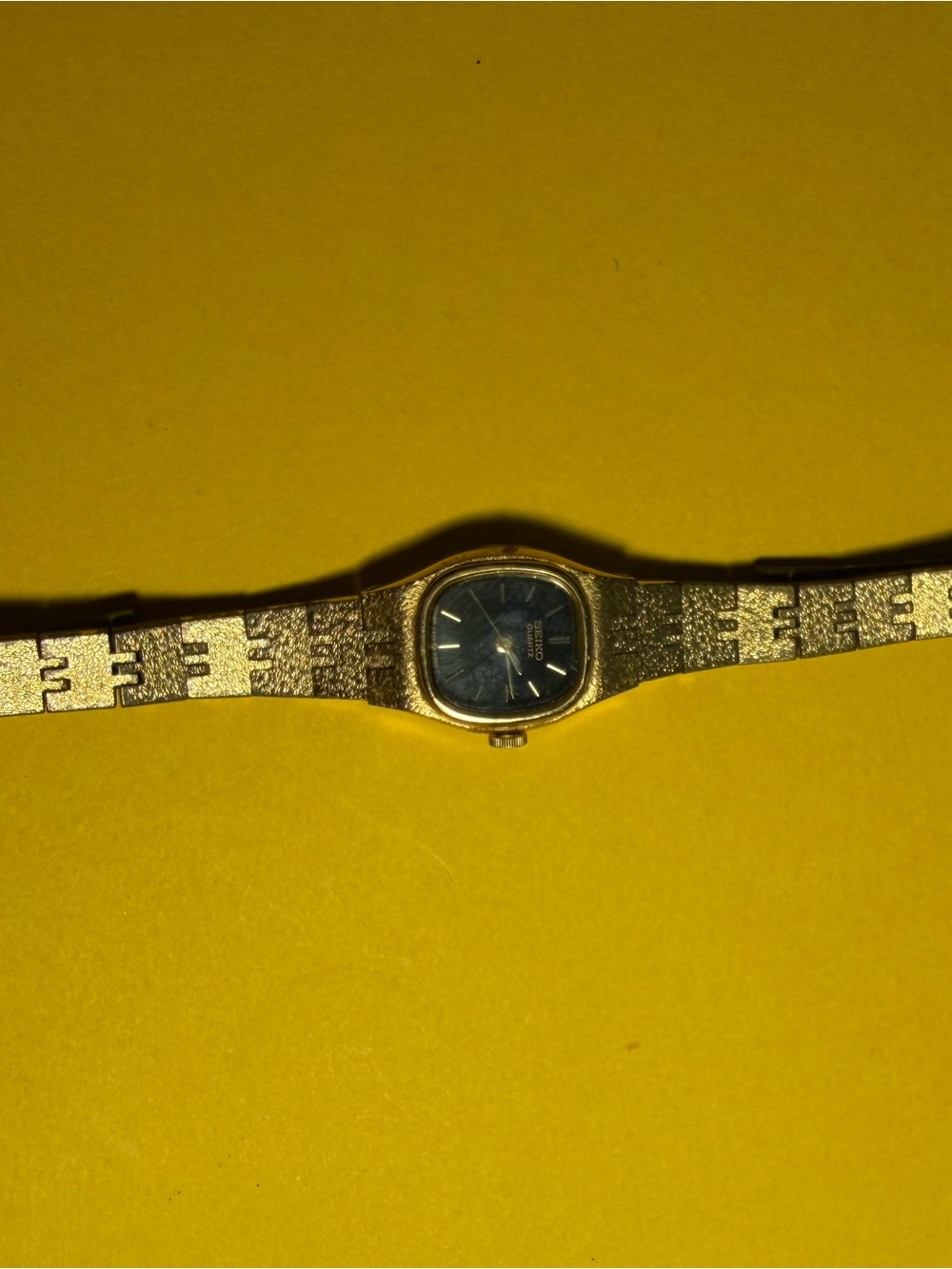 Seiko Gold Tone Women's Bracelet Watch with Black Dial